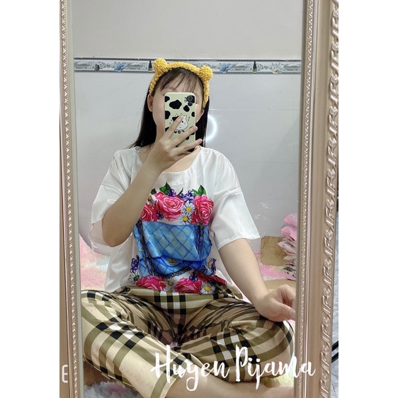 Đồ bộ pijama set tay ngắn cổ tròn lụa satin | BigBuy360 - bigbuy360.vn