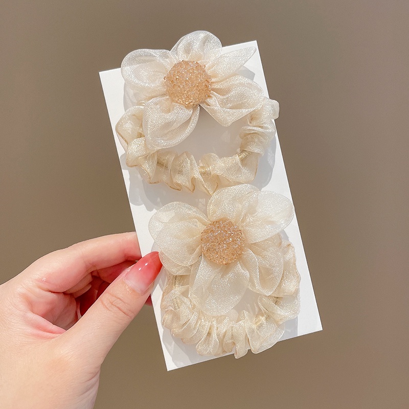 Dây Buộc Tóc Đuôi Ngựa Họa Tiết Hoa Đính Đá Dễ Thương Cho Nữ