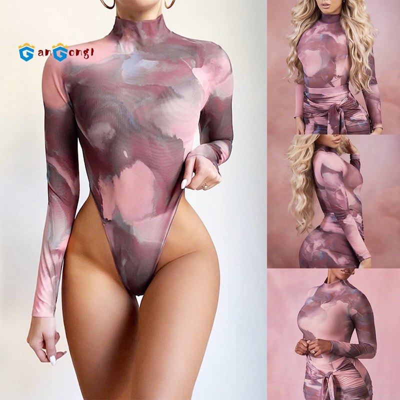 Bodysuit Tay Dài Cổ Lọ Thời Trang Quyến Rũ Cho Nữ