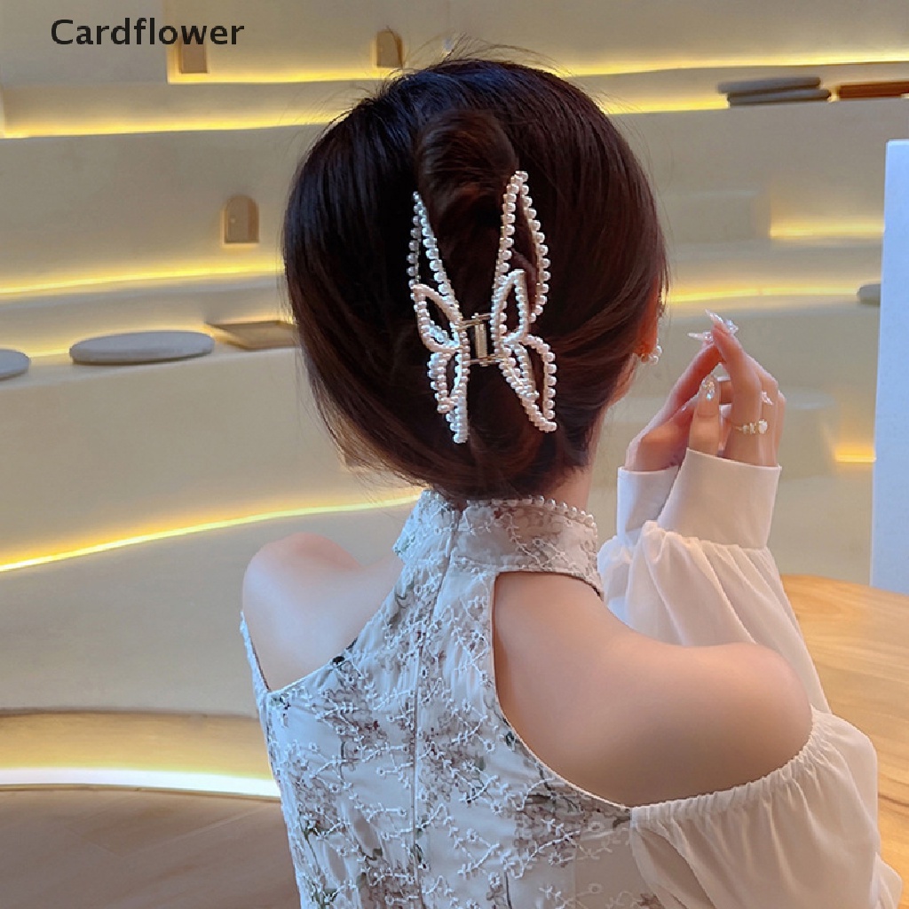 Kẹp Tóc Hình Bướm Đính Đá Và Ngọc Trai Thanh Lịch Cho Nữ