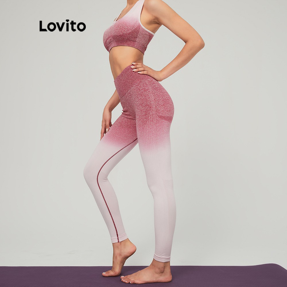 Quần Legging Lovito Bó Sát Phong Cách Thể Thao Thời Trang L03013 (Màu Đỏ Gradient) | BigBuy360 - bigbuy360.vn