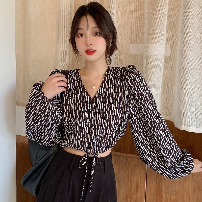 Áo Sơ Mi Tay Dài Dáng Rộng Họa Tiết Hoa Phong Cách Hàn Quốc Mới