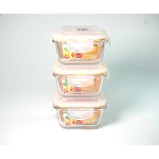 Combo 3 hộp thủy tinh vuông happy cook hcg-032s 320ml