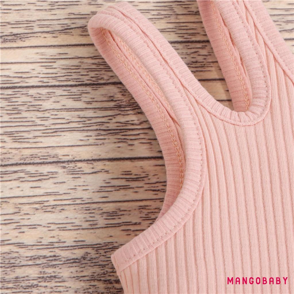 Áo croptop ôm sát không tay hở vai màu trơn cho bé gái