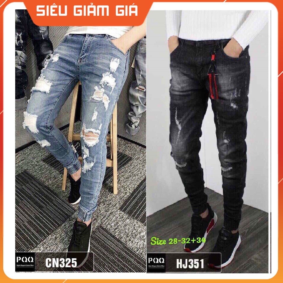 Quần Jogger nam jean co giãn [kiểu bo lai] JN351