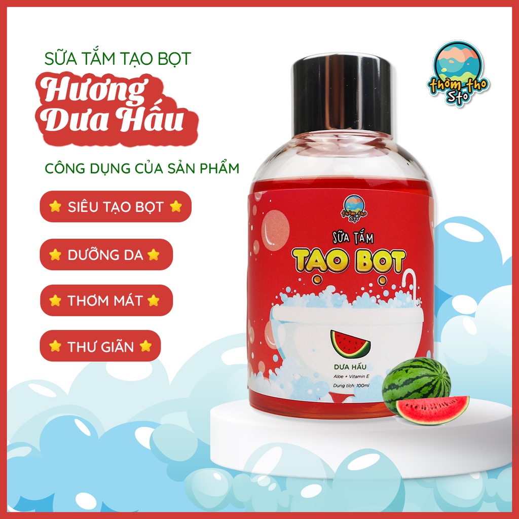 Sữa tắm siêu tạo bọt bồn tắm hương DƯA HẤU, dưỡng da, bubble bath gel, Thơm Tho Sto