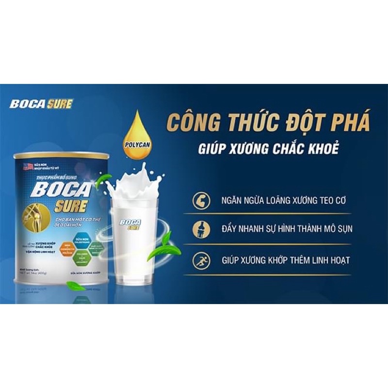 [Nhập khẩu Mỹ]Sữa non xương khớp Boca Sure dành cho người bị xương khớp hộp 400g