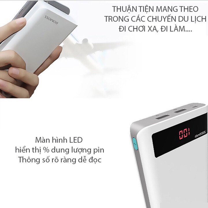 [CHÍNH HÃNG] Sạc Dự Phòng Romoss Sence 4P 10.000mah - Màn Hình Led Model New - Bảo Hành 12 Tháng