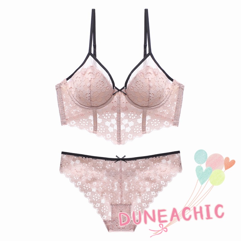 DUNEA Set Áo Ngực &amp; Quần Lót Nữ Dây Mảnh Gợi Cảm