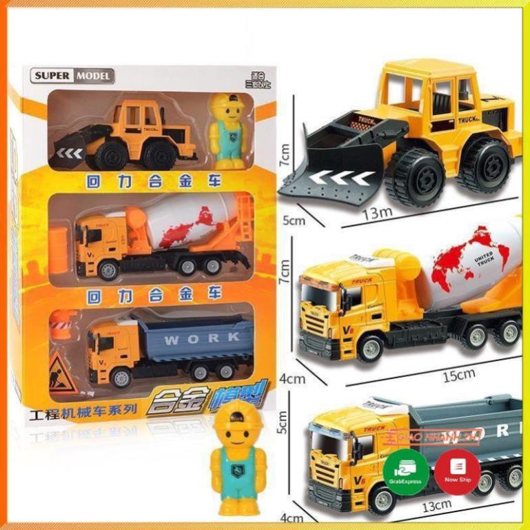 Bộ sưu tập 3 xe đồ chơi công trường, xe cẩu, xe bom, xe tải, máy bay, xe bồn bê tông