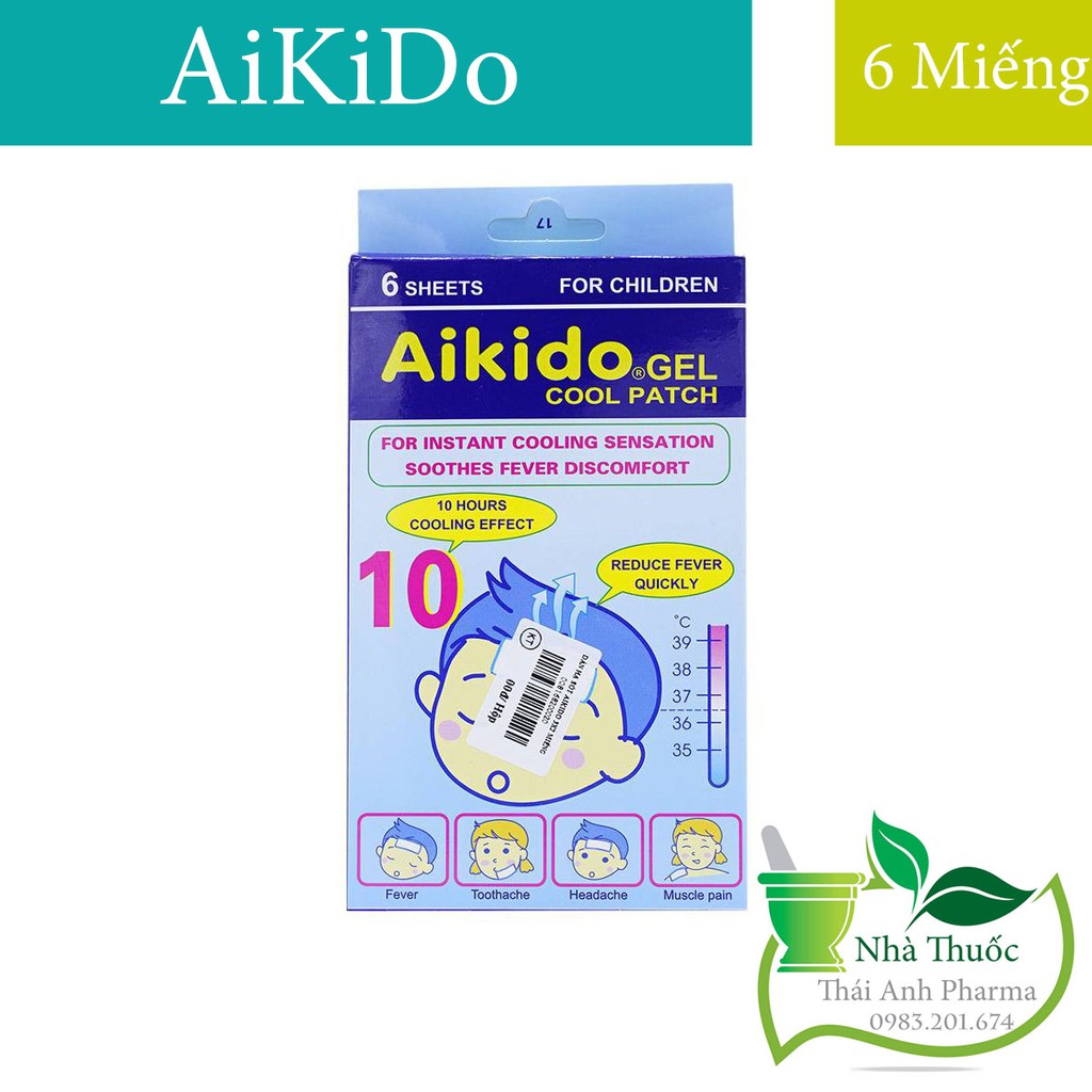 MIẾNG DÁN CHƯỜM LẠNH, HẠ SỐT NHANH AIKIDO GEL COOL PATCH (2 MIẾNG/GÓI)