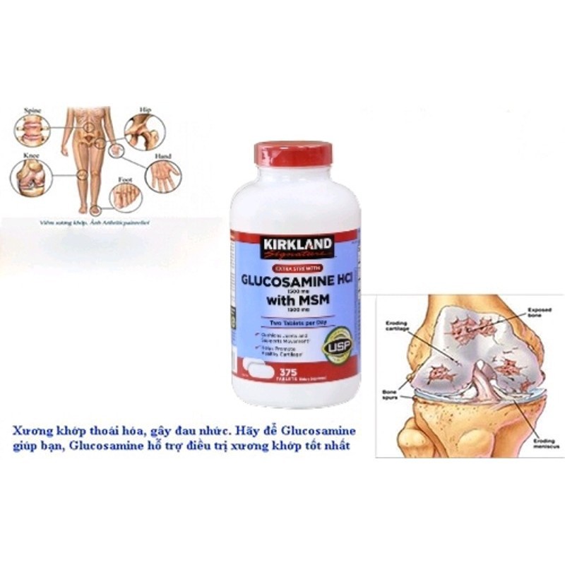 chính hãng 1 hộp Glucosamin Kirkland 375 Viên. Xách tay chuẩn