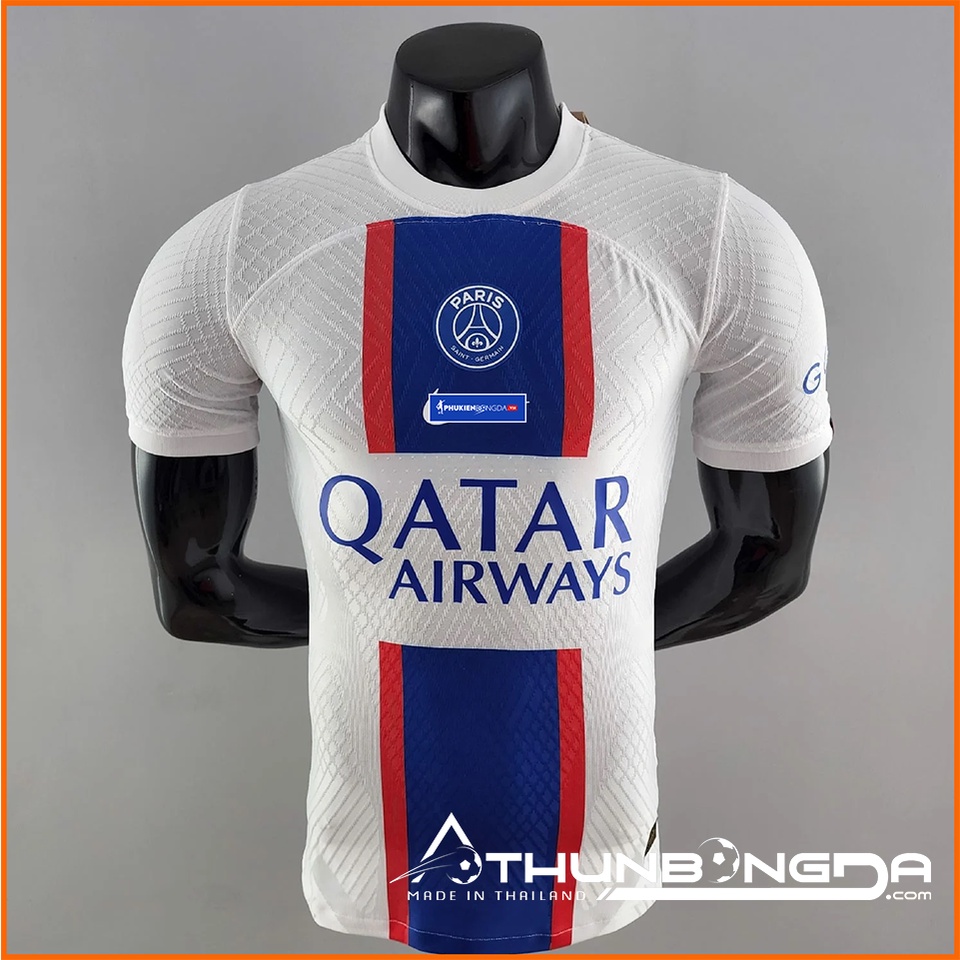 Áo PSG trắng sân khách 2022/2023, 2022/23 mẫu 3 bản PLAYER Issue BODY fit cao cấp Thái Lan