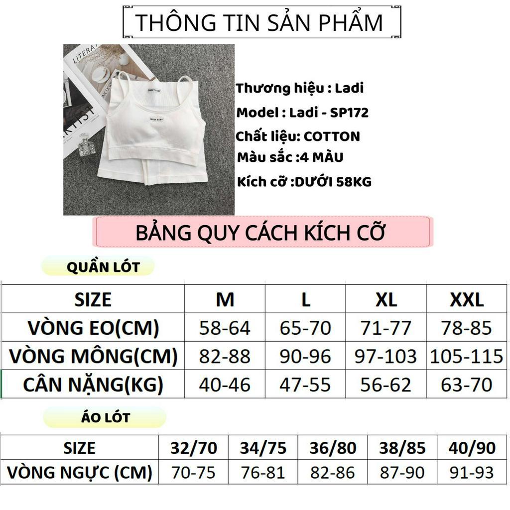 Bộ Bra Cotton Ladi Cao Cấp Tập Yoga Sweed Baby Chất Thun Co Giản Đa Chiều MÃ SP172