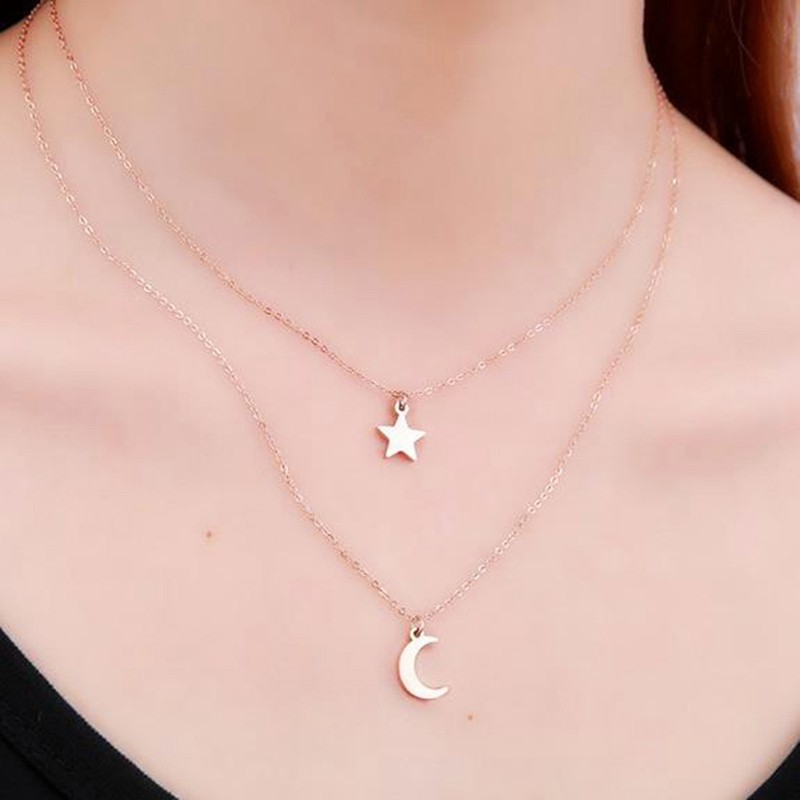 vòng cổ Mặt Trăng Và Ngôi Sao Phong Cách Hàn Quốc