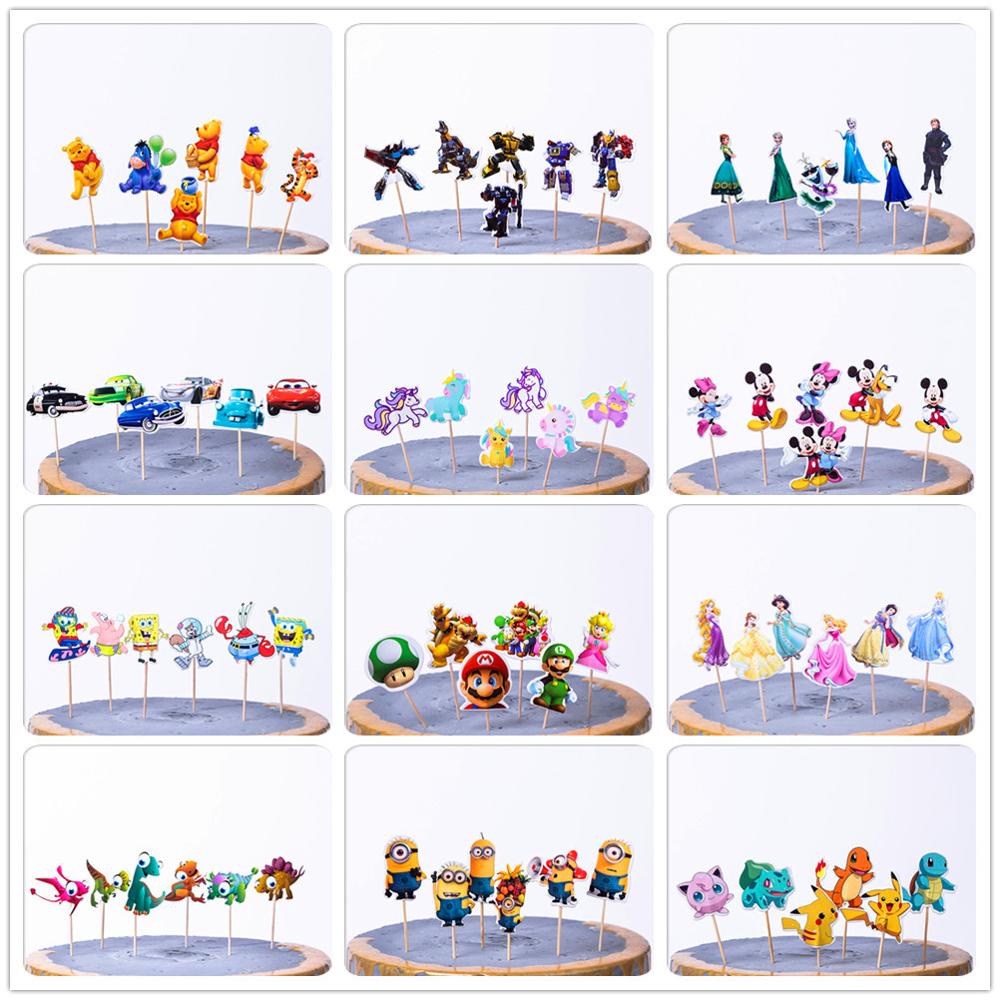 Set 24 Que Cắm Trang Trí Bánh Hình Nhân Vật Hoạt Hình Ngộ Nghĩnh