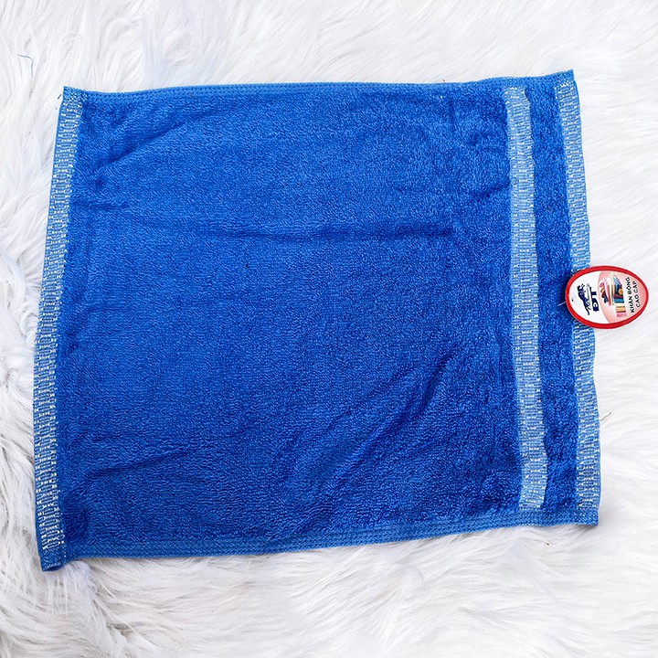 Khăn mặt cotton khăn lau mặt 1 màu sọc đôi sợi cotton vải mềm mịn dày dặn kháng khuẩn (30x45cm)
