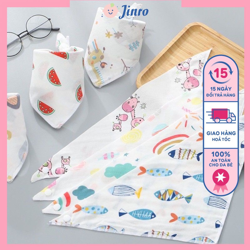 Khăn yếm tam giác xô bấm cúc cho bé giữ ấm cổ nhiều mẫu xinh xắn dễ thương hàng dày dặn thời trang mẹ và bé Jinro