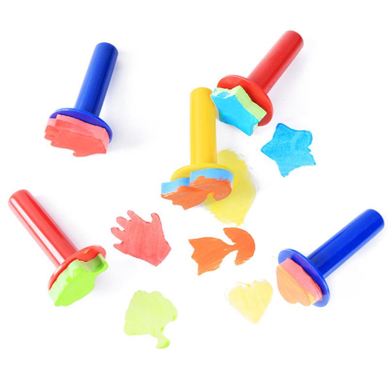 Children Art Painting Sponge Brush Stamp Seal Toy Handle Educational Tools