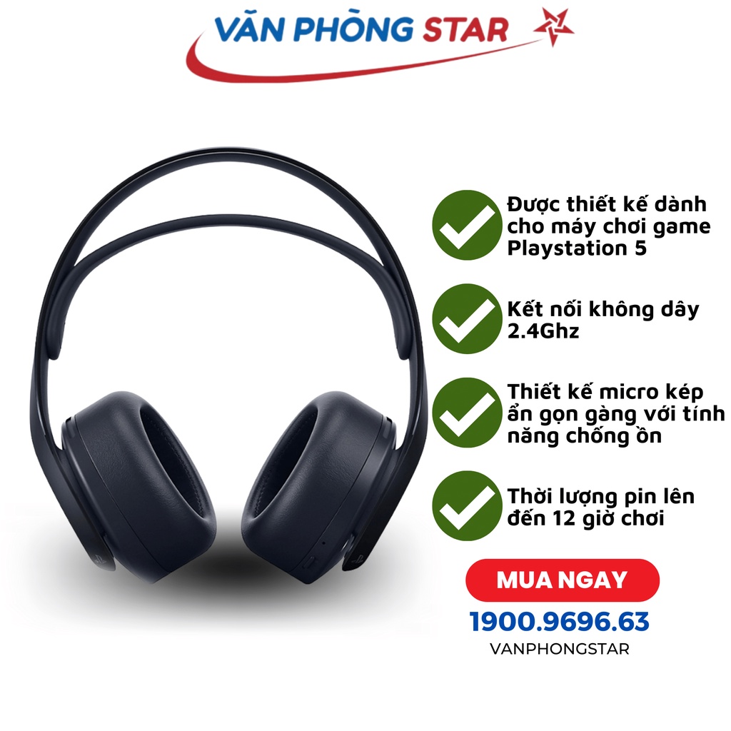 Tai nghe PS5 không dây Sony Pulse 3D Wireless Headset Midnight Black Hàng Chính Hãng