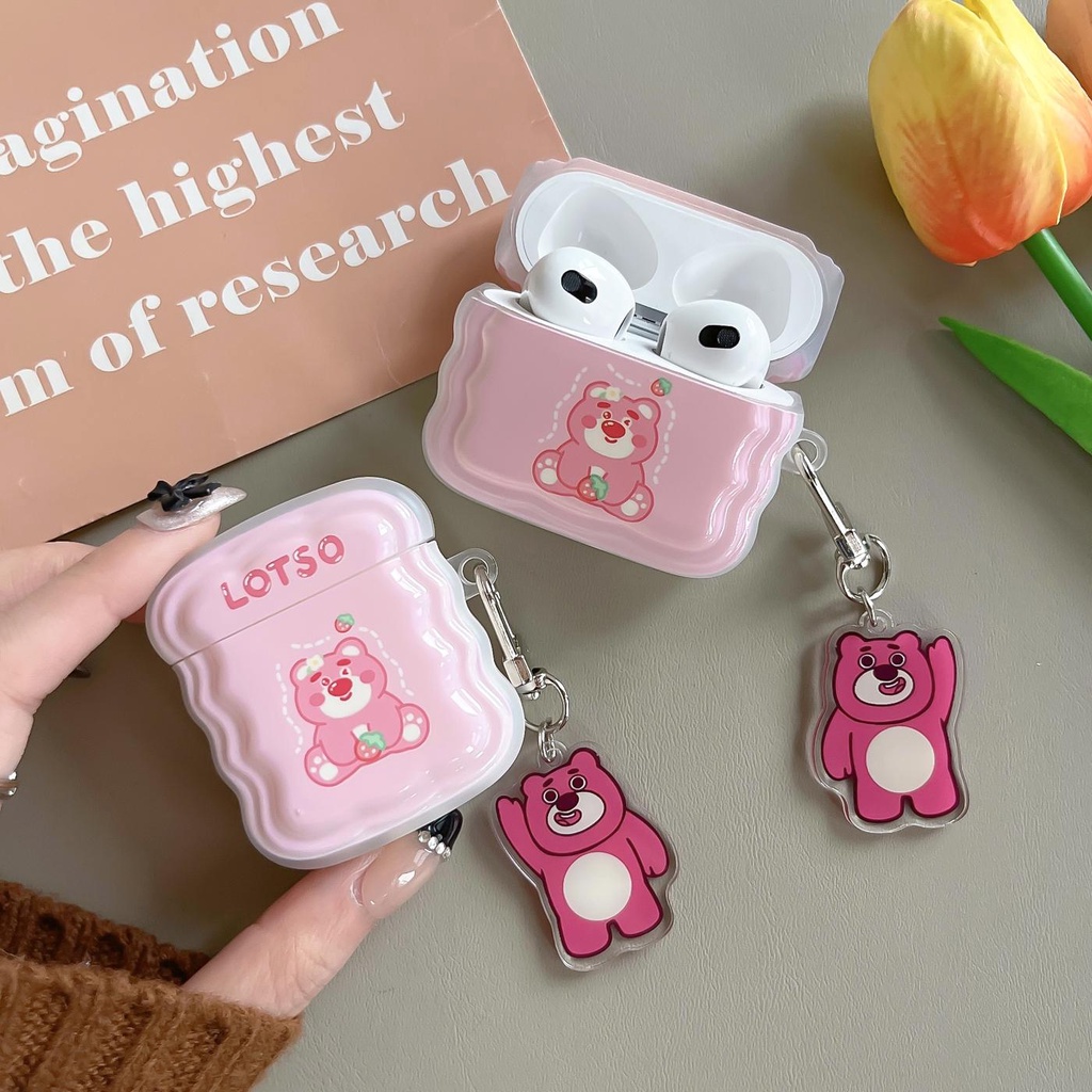 Vỏ Bảo Vệ Hộp Sạc Tai nghe không dây AirPods 1 2 pro 3 2021 gen3 Bằng TPU Dẻo Họa Tiết Hoạt Hình Chú Gấu & Dâu Tây Dễ Thương Chống