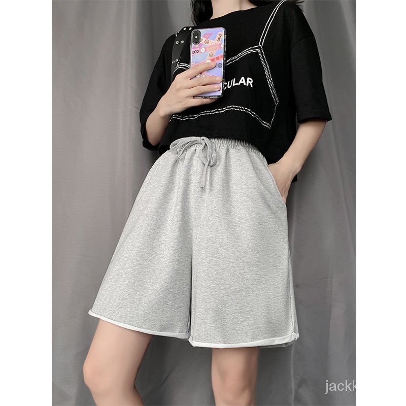 Đen Quần Short Thể Thao Lưng Cao Ống Rộng Phong Cách Hàn Quốc Thời Trang Mùa Hè Cho Nữ | BigBuy360 - bigbuy360.vn