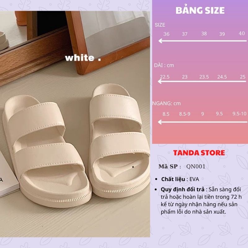 Dép quai ngang nữ trong nhà đế cao đi biển TANDA QN001