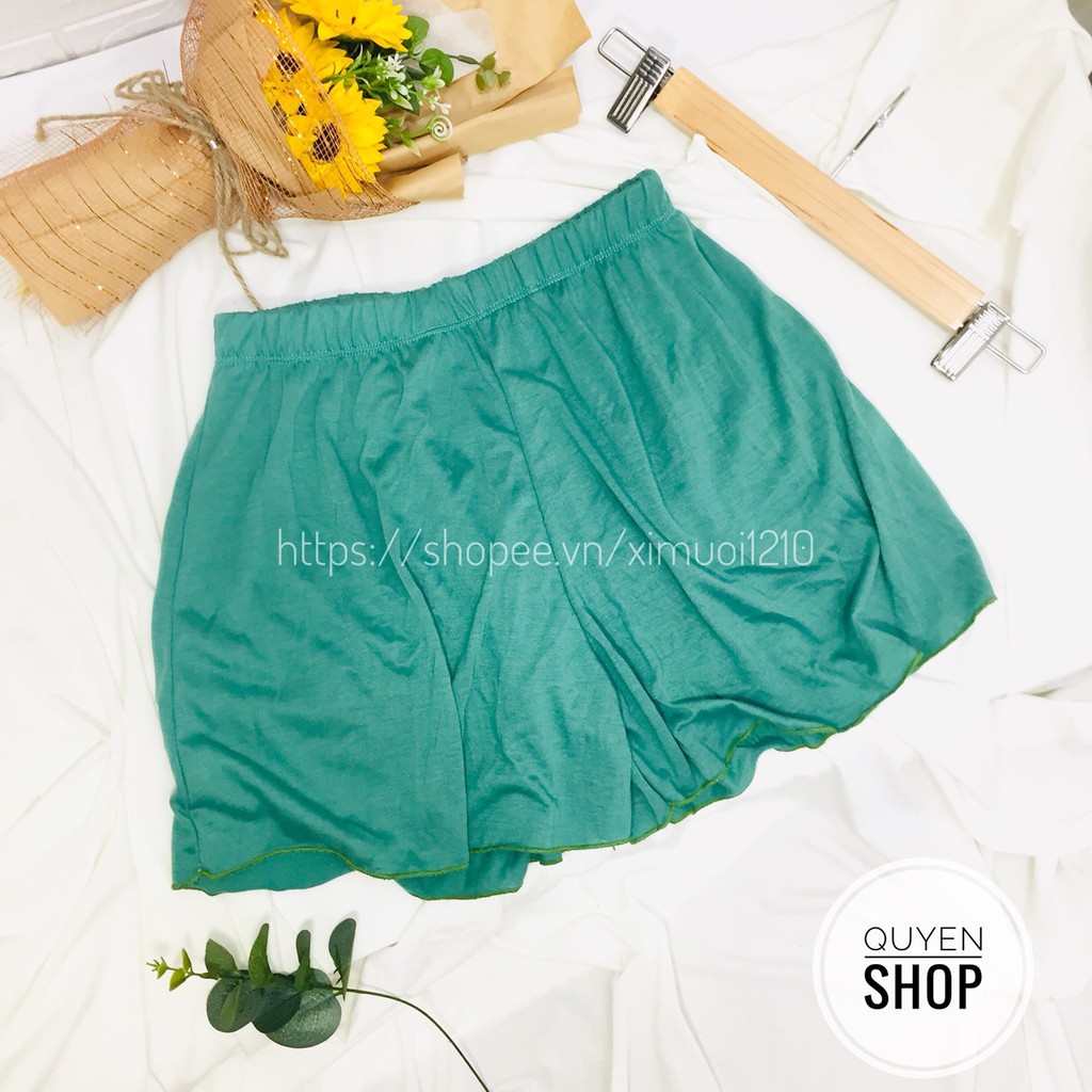 ♻Quần đùi thun xòe trơn cạp chun, Quần ngủ vải cotton lụa mịn mát co giãn [Video+Ảnh Thật]💚 | BigBuy360 - bigbuy360.vn