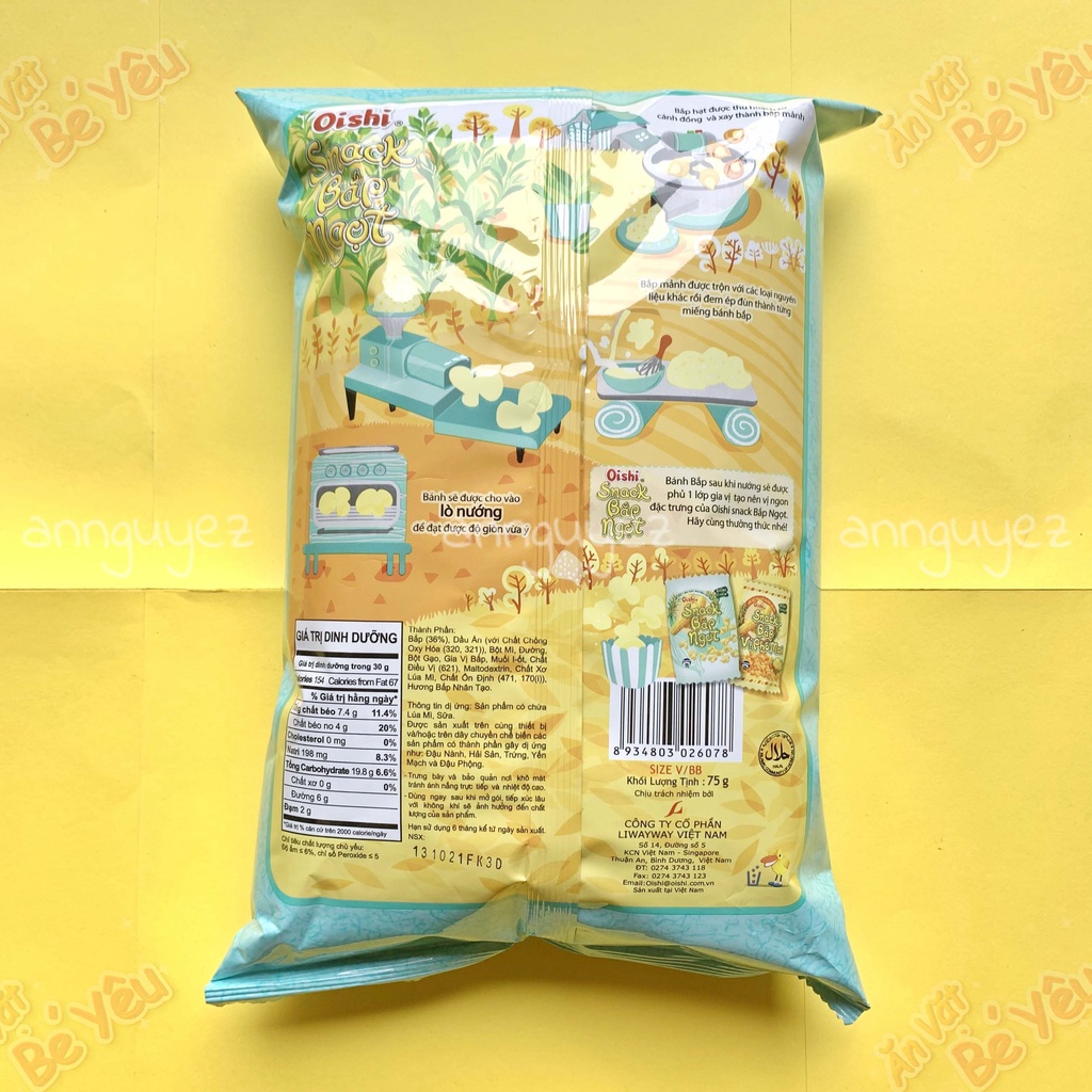 Bim bim Oishi snack bắp ngọt 75g Siêu to khổng lồ