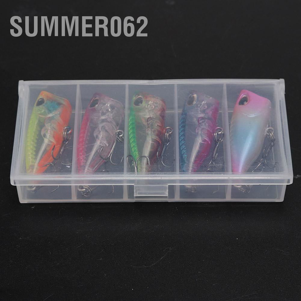 Summer062 5PCS Plastic Mini Popper Floating Artificial Bait Fishing Lures Fish Tackle Accessory