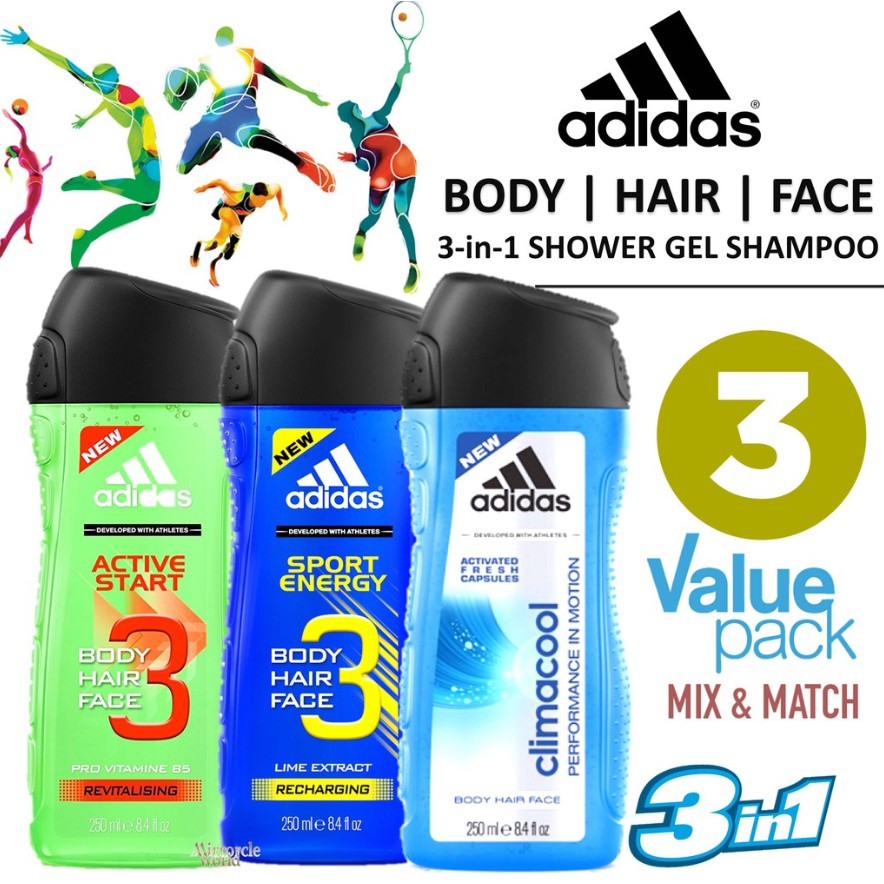 Sữa tắm gội toàn thân 3in1 Adidas 400ml chính hãng