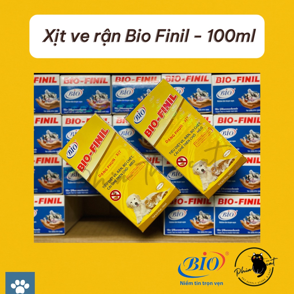 Xịt ve rận, bọ chét BIO FINIL cho chó mèo hiệu quả - Chai 100ml | phinthecat