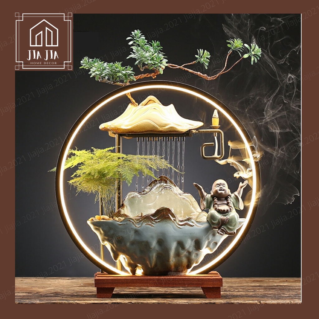 [Hàng có Sẵn] Đài thưởng Trầm cao cấp - Thác nước phong thủy - Đài phun nước có đèn - Tặng kèm Hương Trầm