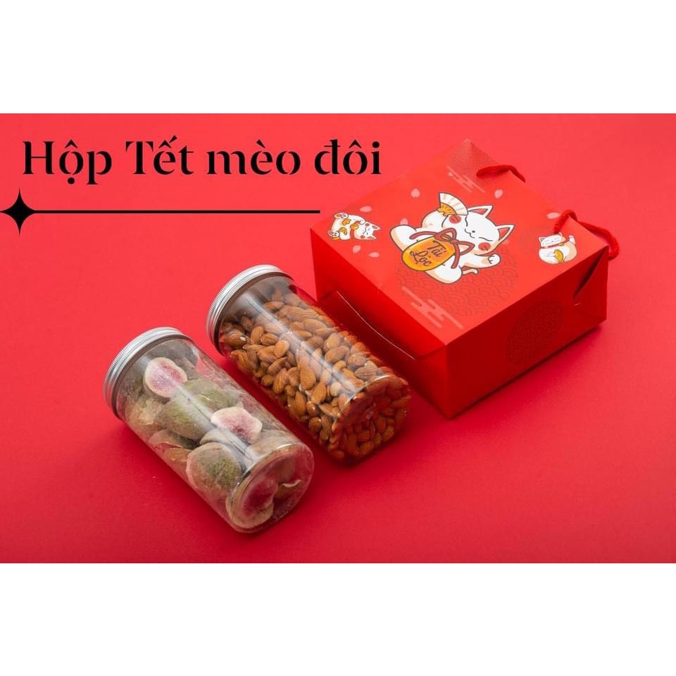 Hộp giấy Tết mèo đôi ( Kích thước : 19*9,5*18cm )