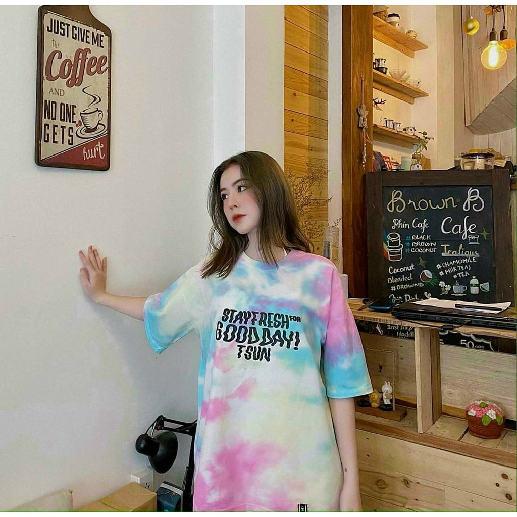 Áo Thun Form Rộng Tay Lỡ Unisex Áo Loang Màu 35-70kg | BigBuy360 - bigbuy360.vn