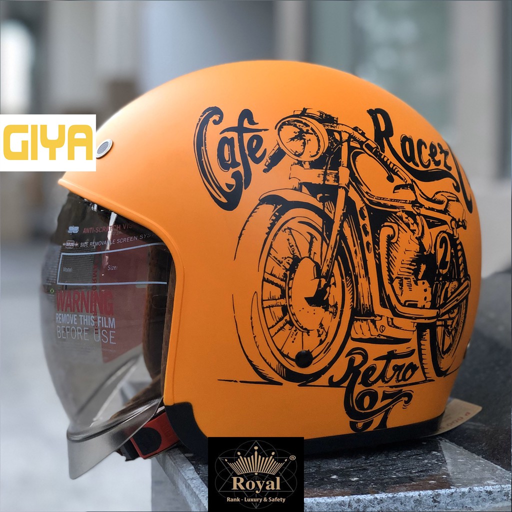 Mũ bảo hiểm Royal M139 kính âm tem Cafe Racer