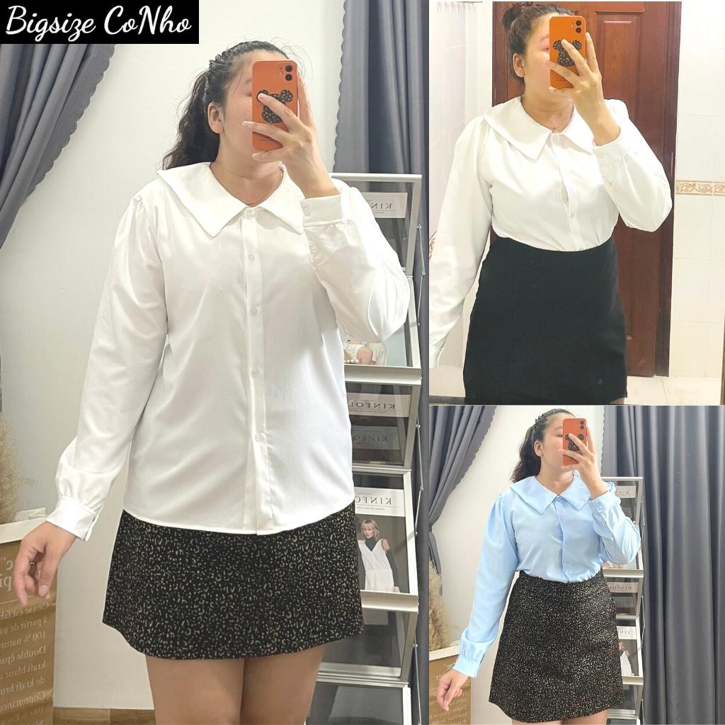 Áo sơ mi tay dài bigsize nữ chất vải lụa chéo, Áo sơ mi form rộng big size AT5