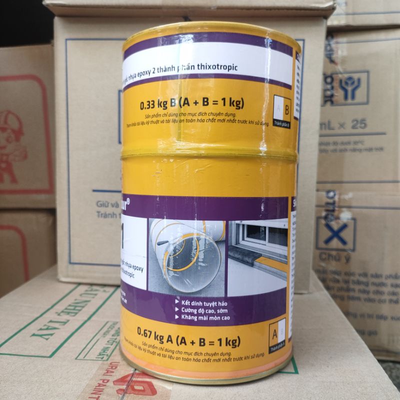 Chất Kết Dính Gốc Epoxy 2 Thành Phần Keo Khoan Cấy Thép Bê Tông Sikadur 731 1kg