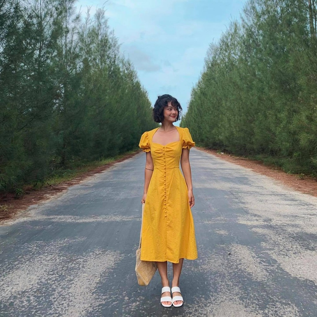 Đầm đuôi cá nút bọc | BigBuy360 - bigbuy360.vn