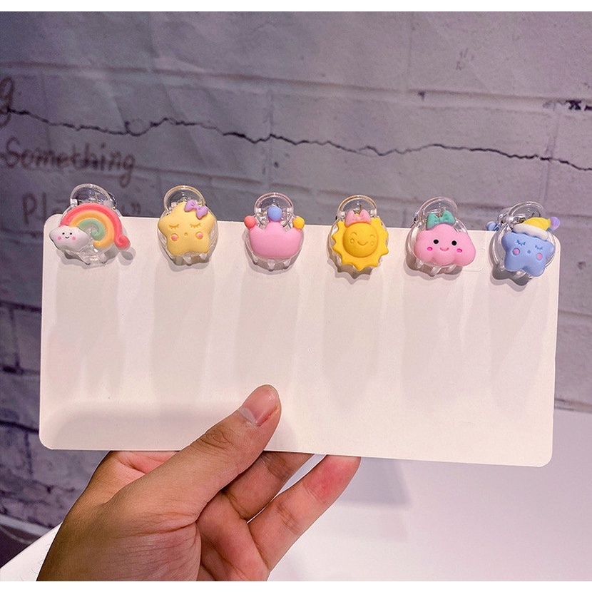 MVP2378 Kẹp Tóc Mini Hình Cầu Vồng / Mặt Trời / Ngôi Sao / Đám Mây Dễ Thương Cho Nữ