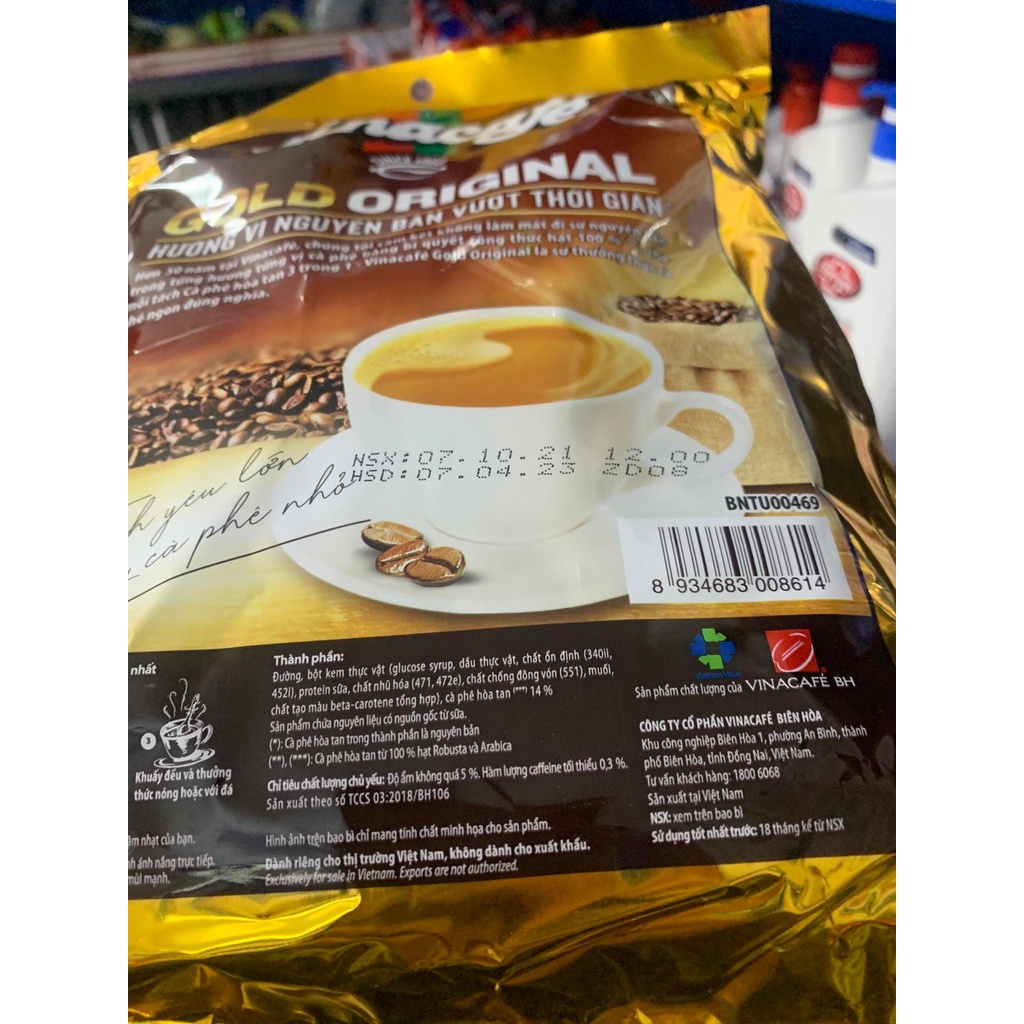 Cafe Vinacafe hòa tan 3in1 Gold Original đậm đà thơm ngon 24 gói