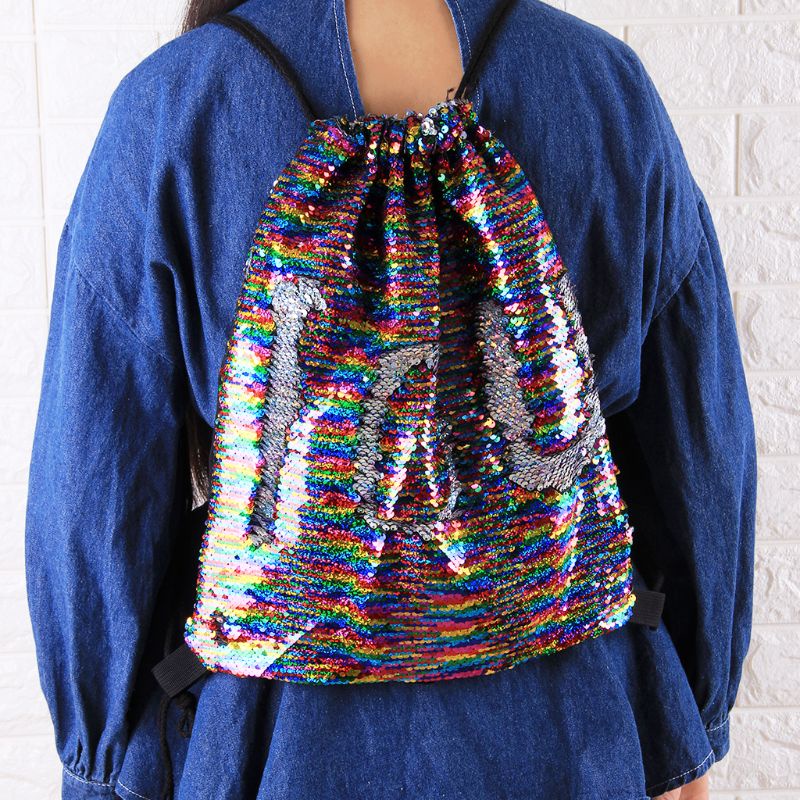 Ba Lô Rút Dây Đính Sequin Lấp Lánh