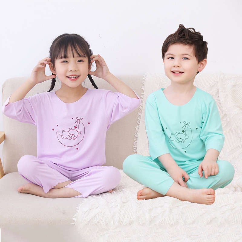 Set trang phục YAOEENH áo thun tay lỡ và quần lửng mềm mại thoáng khí thời trang dành cho trẻ em