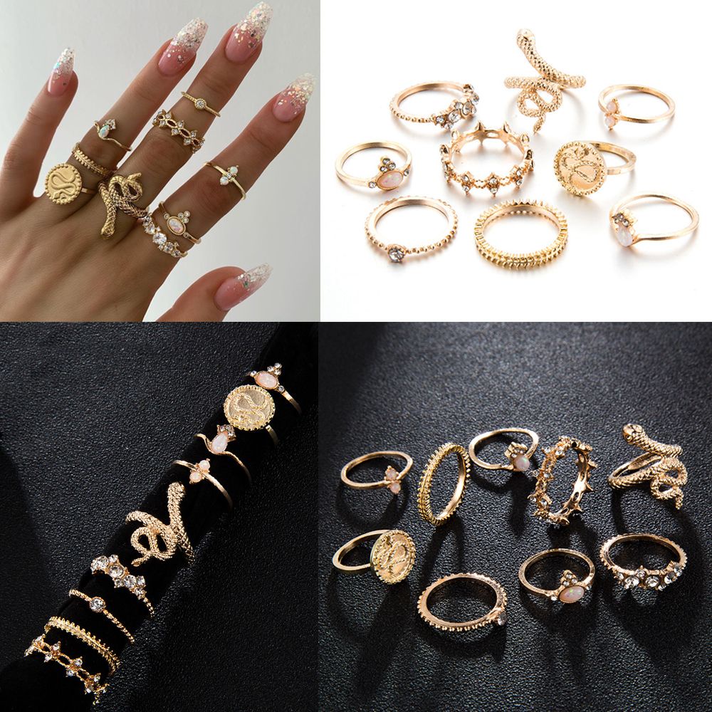 Set 9 Nhẫn Đeo Khớp Ngón Tay Phong Cách Boho Cho Nữ