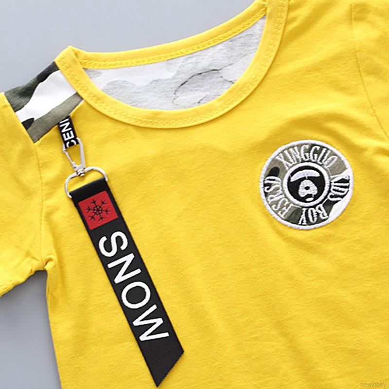 Set áo thun tay ngắn &amp; quần short rằn ri cho bé trai