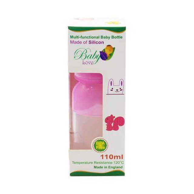 Bình sữa & bình thìa 2 in 1 Baby Love 110ml - Màu hồng