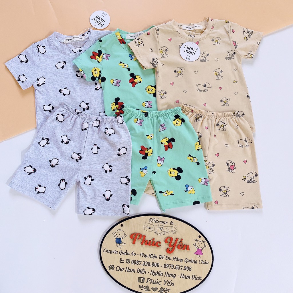 Bộ Cộc Cotton 100% Hàng Minky Mom Họa Tiết Động Vật Ghi-Cánh Cụt Cho Bé (Sz 8-18kg) (1465)