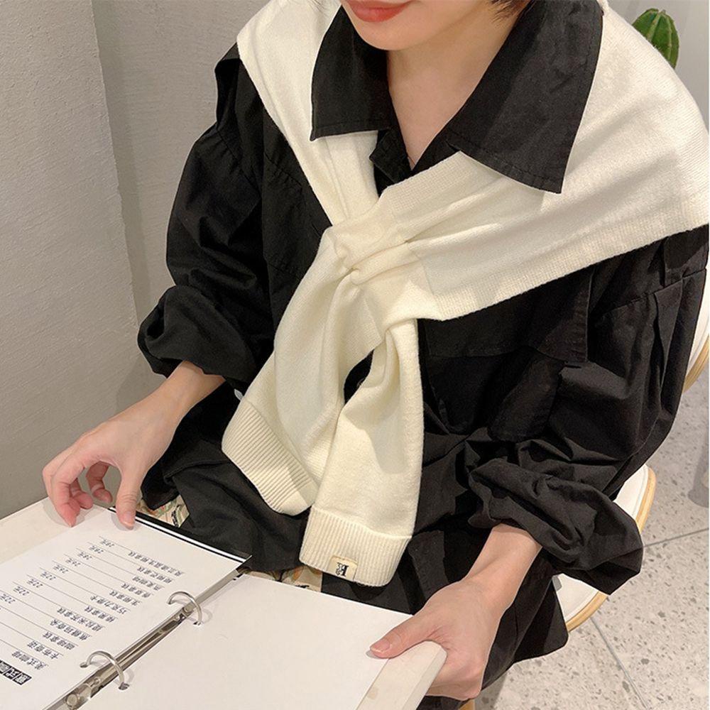 FORBETTER Khăn Choàng Cổ Đan Len Phong Cách Hàn Quốc Đơn Giản Thời Trang Thu Đông Cho Nữ
