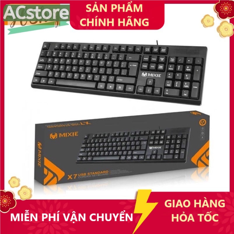 Bàn phím MIXIE - X7S đẹp, bấm êm, không tiếng kêu (kết nối có dây) / Chuột MIXIE X2 - Có dây siêu nhẹ -ACSTORE