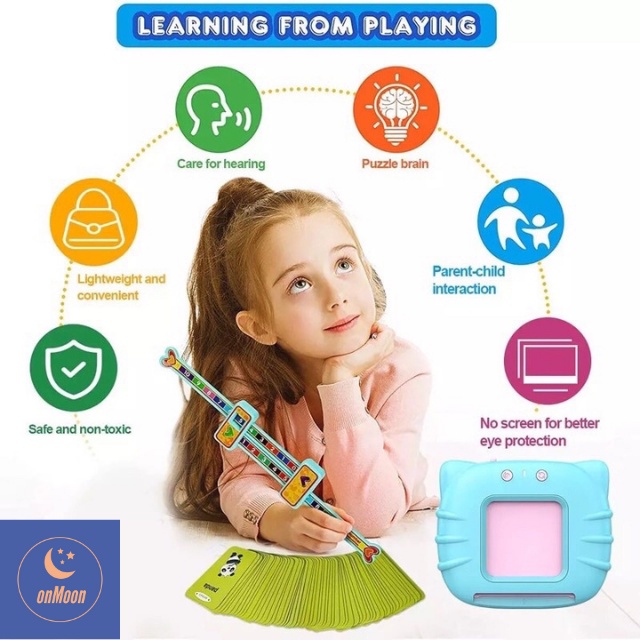 Máy đọc thẻ flashcard tiếng anh hình con mèo phát âm chuẩn, máy đọc từ vựng tiếng anh 224 từ giáo dục sớm Montessori